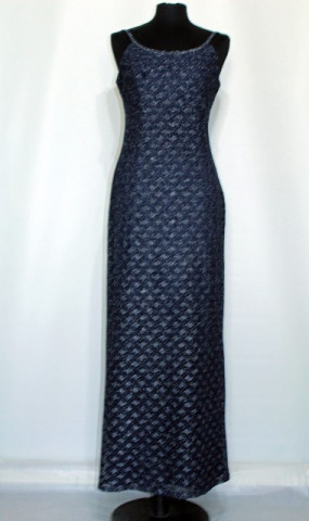 Rochie de seara vintage bleumarin cu lame anii '70