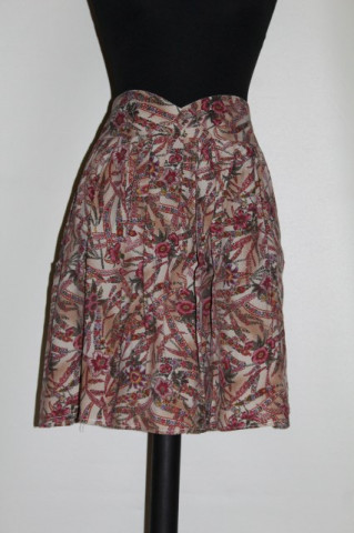 Fusta print floral visiniu si maro anii "80 - '90
