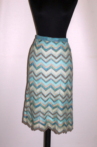 Fustă tricot ajurat stil Missoni anii 90