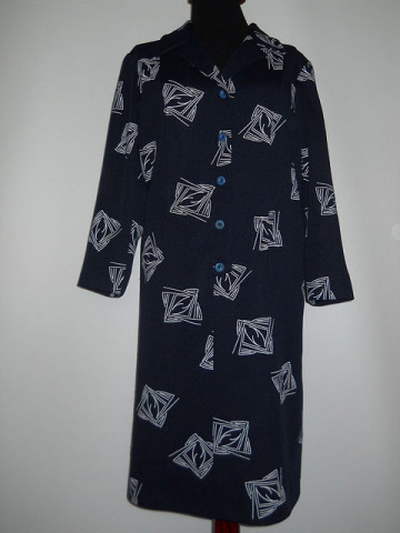 Rochie bleumarin print grafic anii '60