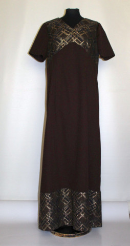 Rochie de seară maro model geometric lurex anii 70