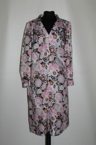 Rochie print floral roz si maro anii '60