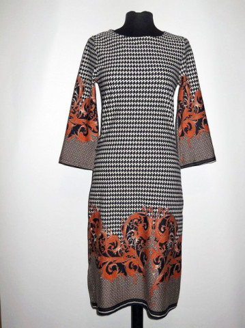 Rochie print zigzagat si arabescuri repro anii '70