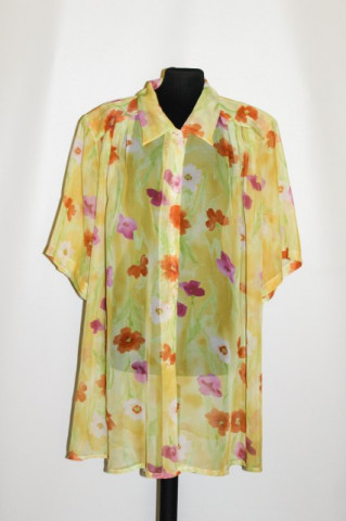 Camasa din voal galben print floral anii '80