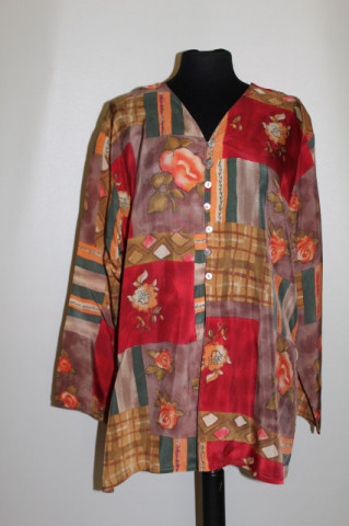 Cămașă retro print floral și geometric anii 80-90