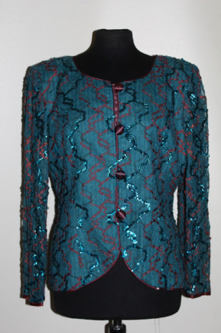 Jacheta vintage de ocazie albastru Blue Chill cu paiete anii '70