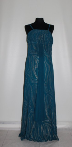 Rochie de seara albastru teal imprimeu auriu anii '90