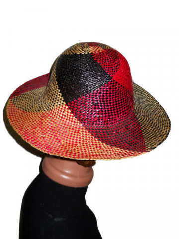 Palarie vintage multicolora din pai lacuit anii '40