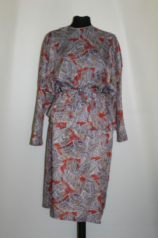 Rochie retro print abstract caramiziu anii '80