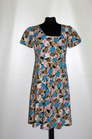 Rochie vintage din dejalin flori turcoaz anii 60 - 70