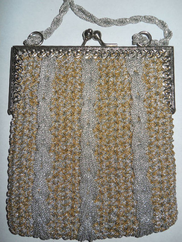 Poseta vintage din lurex bicolor anii '70