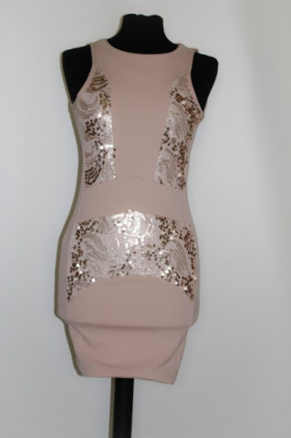 Rochie bej paiete repro anii '80