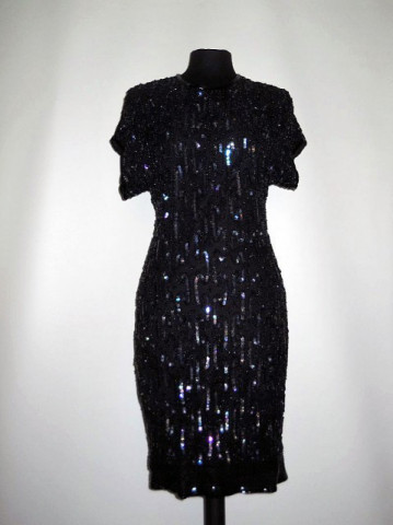 Rochie de ocazie neagra cu paiete si margele anii '80