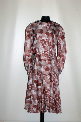 Rochie print abstract maro anii 70