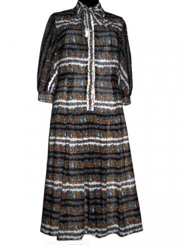 Rochie vintage cu flori si pliseuri anii '70