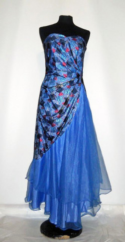 Rochie de seara din organza albastra anii '80