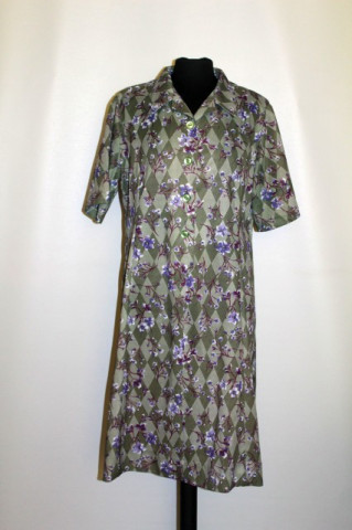 Rochie verde romburi și flori anii 60 - 70