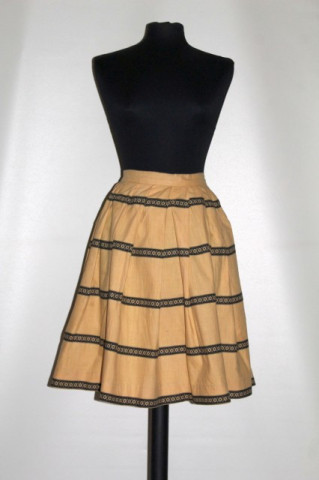 Fustă vintage galben vanilie dungi anii 40