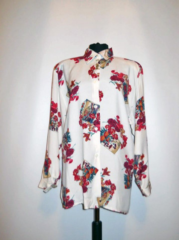 Camasa retro print floral rosu anii '80