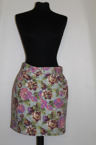 Fusta din jeans print floral anii '80 - '90