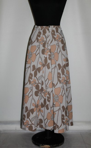 Fusta vintage gri lunga cu flori uriase anii '60
