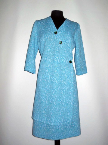 Rochie vintage brocart albastru anii '60