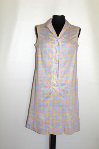 Rochie vintage print grafic pastel anii ‘60