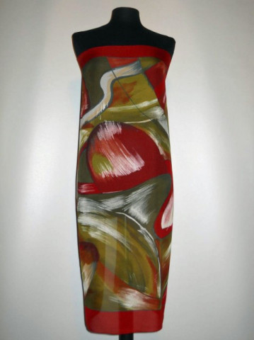 Esarfa retro print abstract verde si rosu anii '80