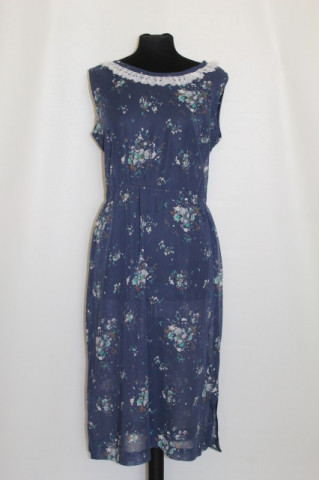 Rochie print floral pe fond albastru petrol anii '50
