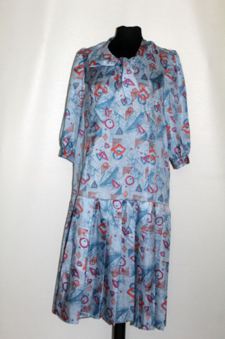 Rochie fond albastru marmorat anii 70
