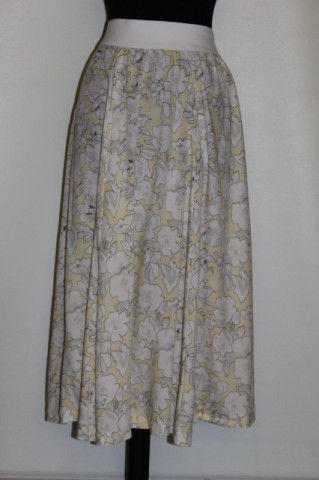 Fusta print floral stilizat gri anii '80