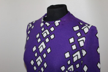 Rochie mod violet print geometric anii 70
