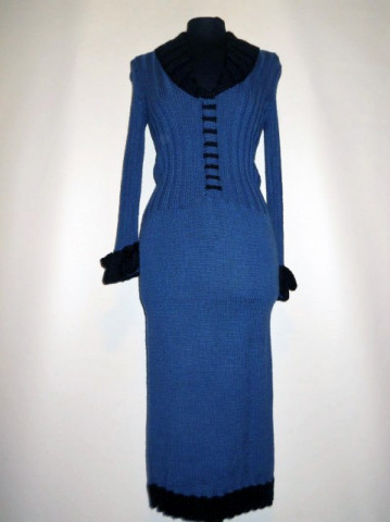 Rochie vintage din lana bicolora anii '70