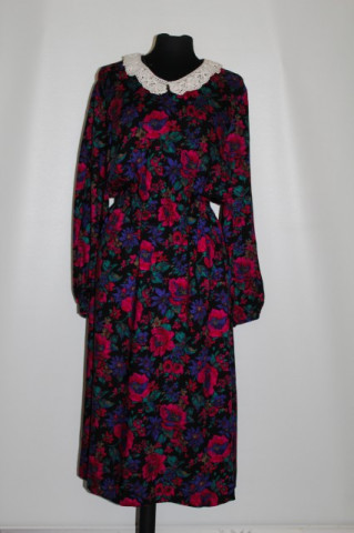 Rochie vintage flori fucsia anii '70