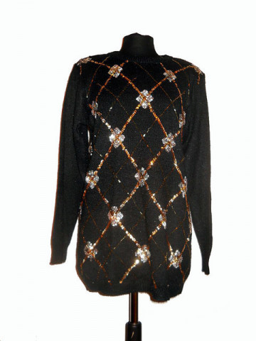 Pulover retro negru paiete anii '80