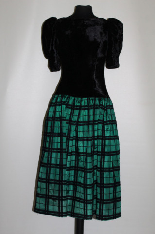 Rochie de ocazie verde malahit cu negru anii '80