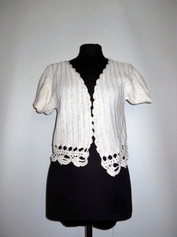 Bolero vintage crem tricotat anii '60