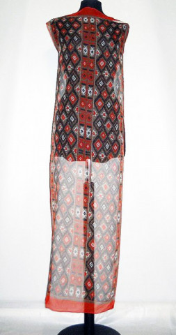 Esarfa vintage print geometric portocaliu anii '50