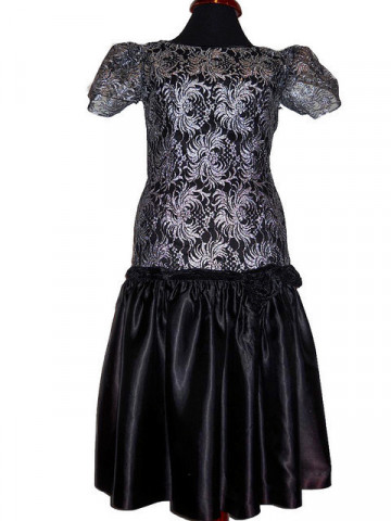 Rochie vintage de ocazie cu flori stilzate argintii anii '70