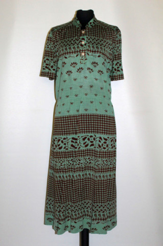 Rochie vintage din jerse verde anii 70