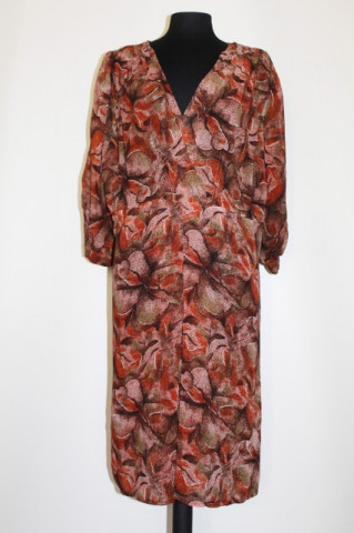 Rochie vintage print floral maro anii '30