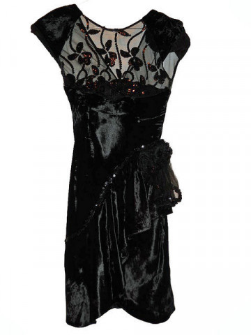 Rochie de ocazie din catifea cu broderie anii '70 - '80