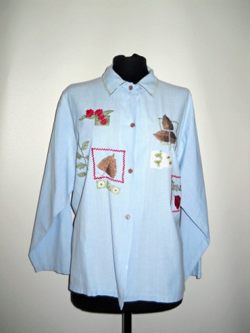Camasa retro albastra broderie anii '90