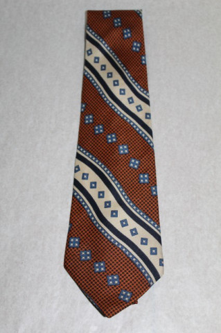 Cravata print geometric maro si albastru "Ermenegildo Zegna" anii '80