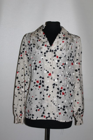 Camasa print geometric bicolor anii '70