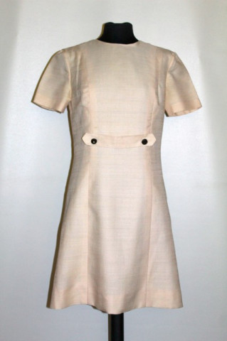 Rochie vintage din șantung ivoire anii 60