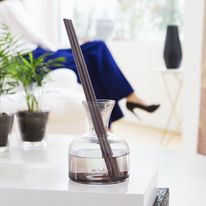 Pachet promo - Recipient parfum de camera cu betisoare din bambus culoare Fumo + Rezerva de parfum 250 ml