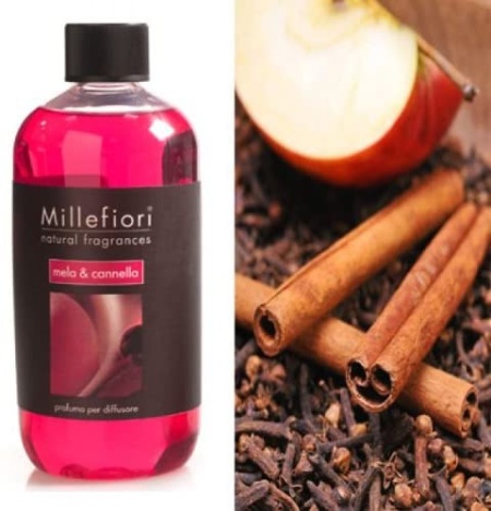Rezerva de parfum pentru odorizant de camera cu betisoare Millefiori Milano - Mela e Canella (Mar si Scortisoara)