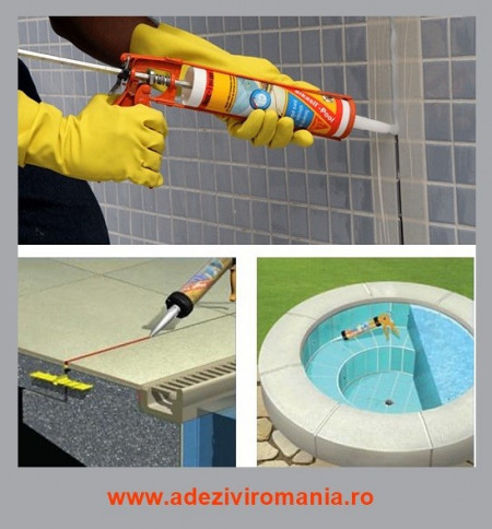 Silicon potrivit pentru piscine, rezistent la curatarea cu clor Sikasil Pool 300ML alb