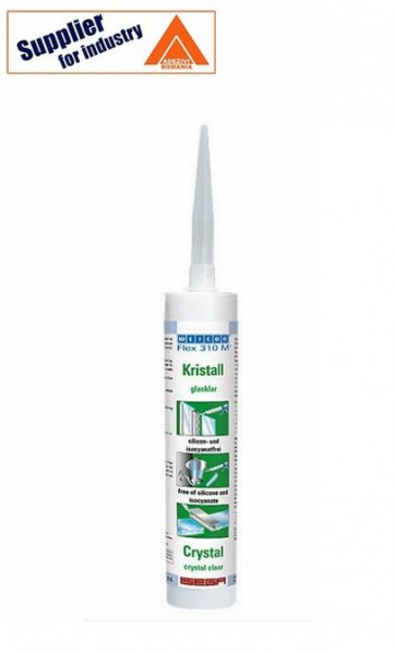 Adeziv si etansant transparent Weicon Flex 310 M Crystal, puternic 310ml, rezistent la imbatranire, raze UV si apa
